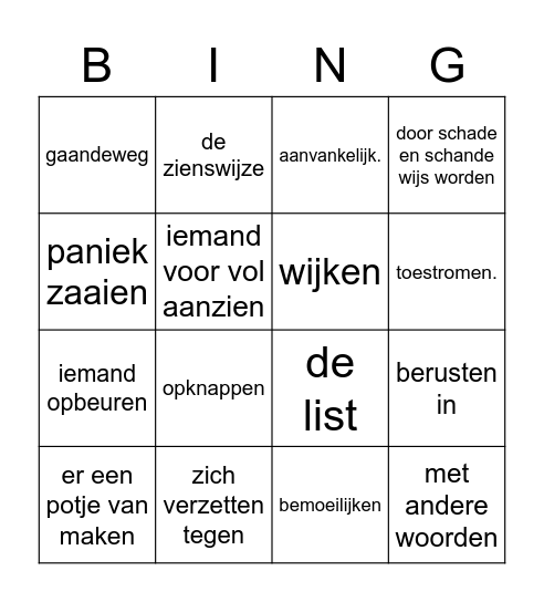 Woorden bingo Card