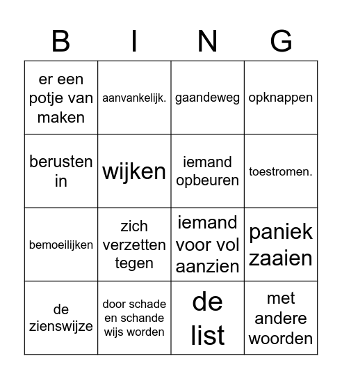 Woorden bingo Card