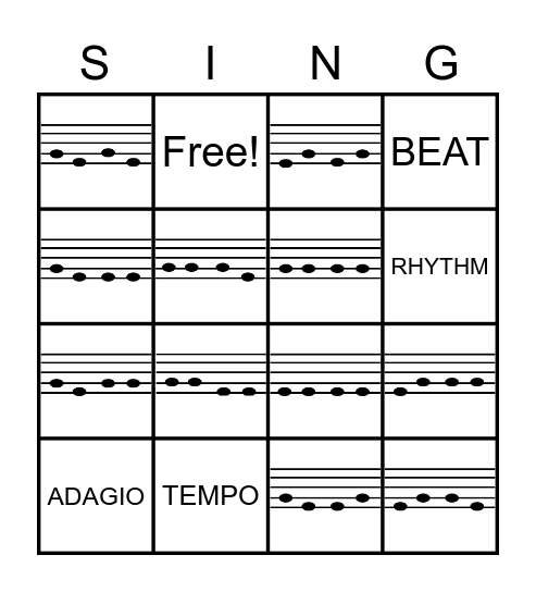 Music Bingo Card