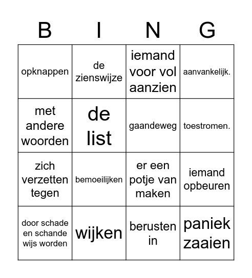 Woorden bingo Card