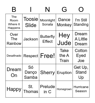 Music Bingo Card