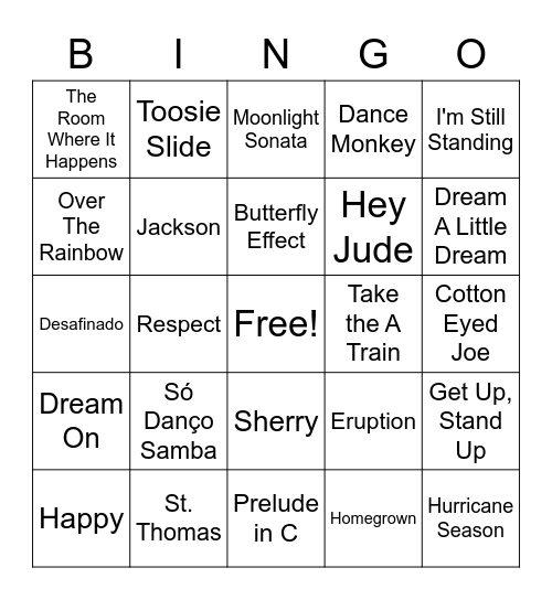 Music Bingo Card