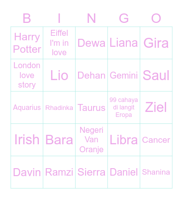 Liana Bingo Card