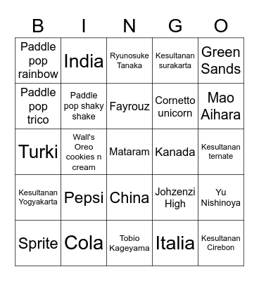 Bingow Bingo Card