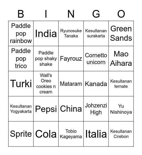 Bingow Bingo Card