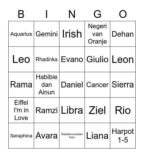 Untitled Bingo Card
