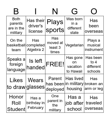 S2S Bingo Card