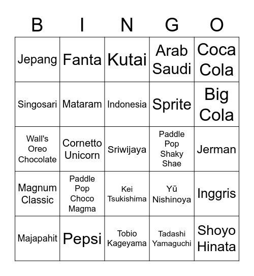 Ndog Bingo Card