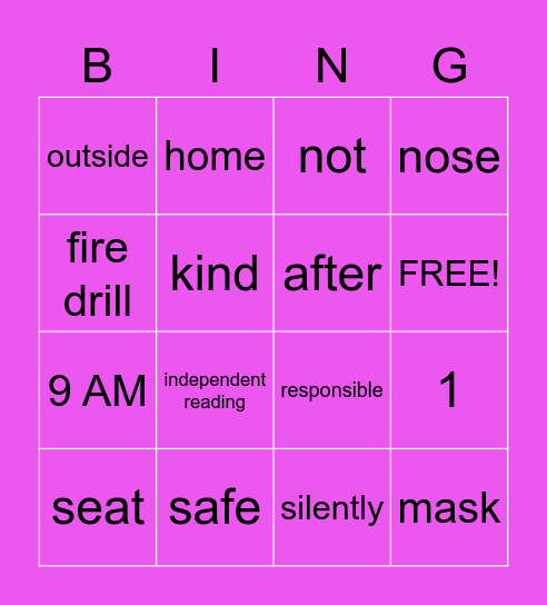 Virtual Wednesday BINGO - Classroom Expectations Bingo Card