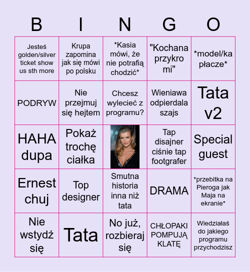 TOP MODEL Bingo Card