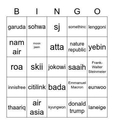 tara cakep Bingo Card