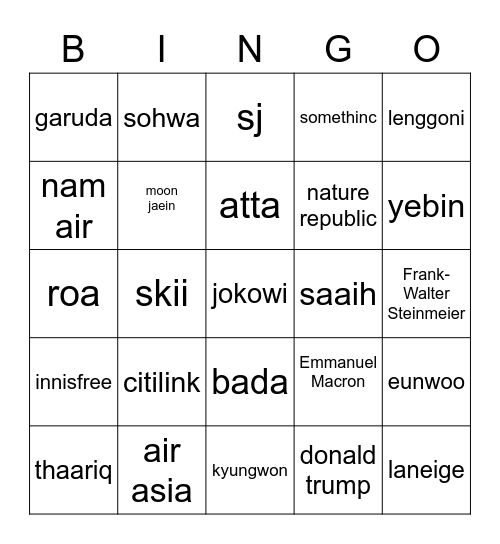 tara cakep Bingo Card