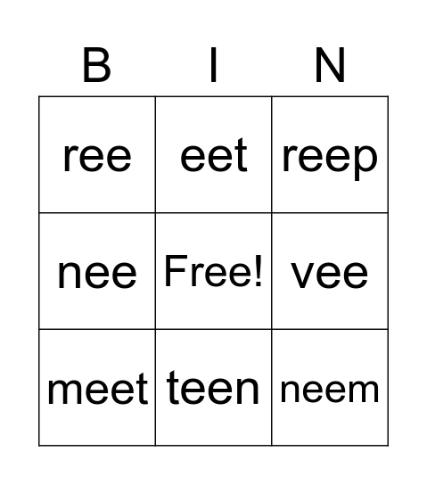 ee Bingo Card