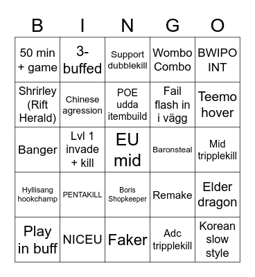 Untitled Bingo Card