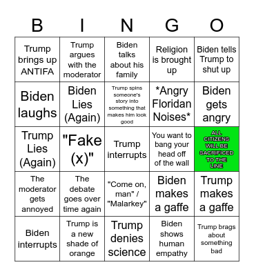 Debate 2 Bingo: Florida Edition Bingo Card