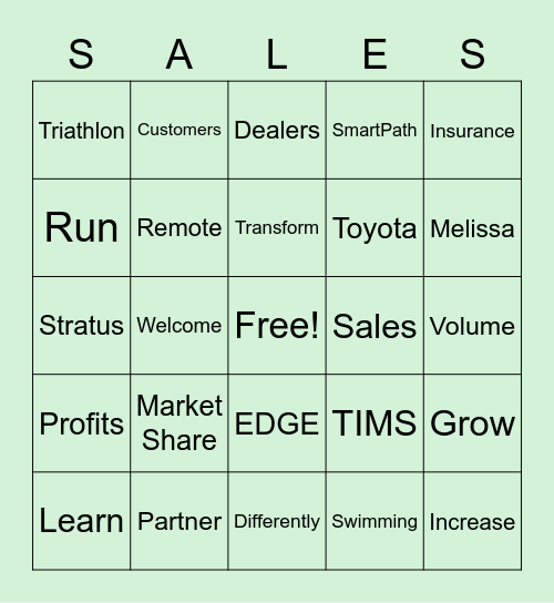 Virtual Sales Meeting - Bingo Card