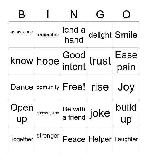 Together Bingo Card