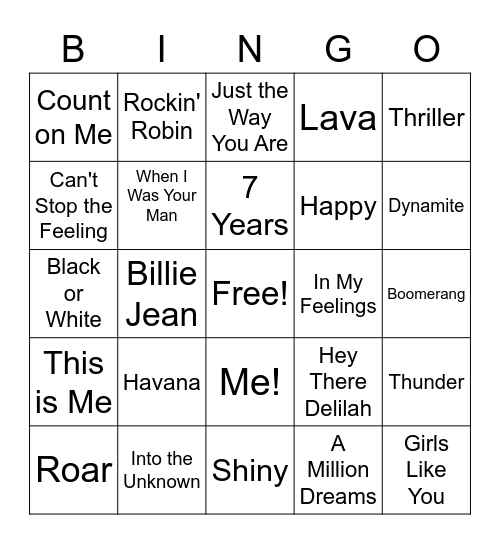 Music Bingo! Bingo Card