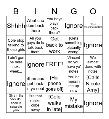 Dr. Louis Bingo Card