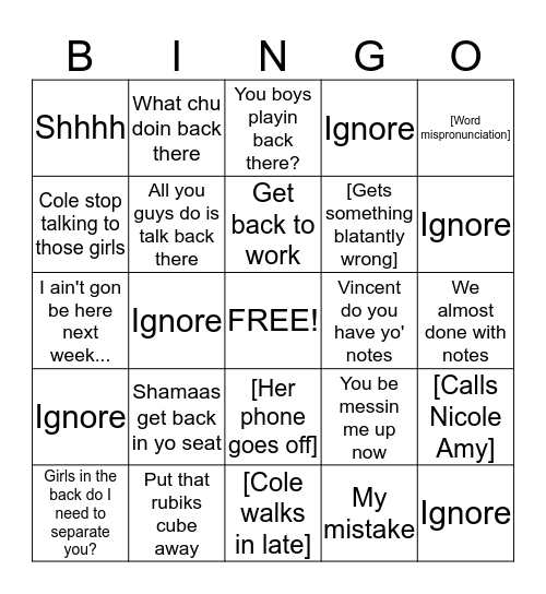 Dr. Louis Bingo Card