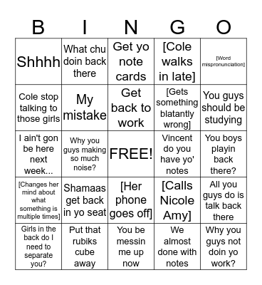 Dr. Louis Bingo Card