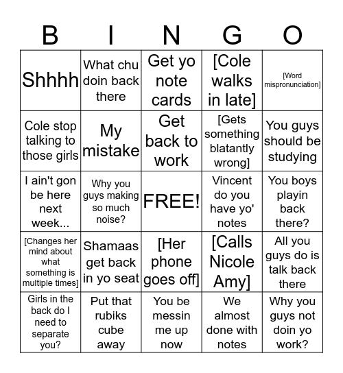 Dr. Louis Bingo Card