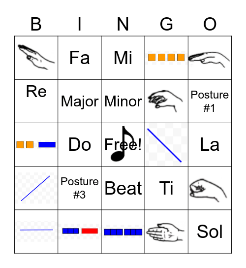 6th Grade Choir Bingo Card