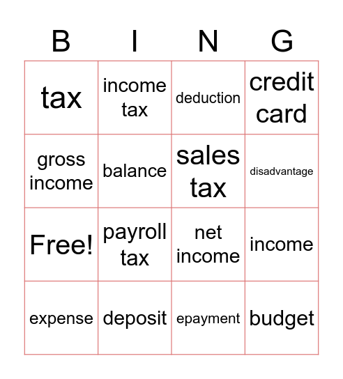 TEK 5.10 Math Vocabulary Bingo Card