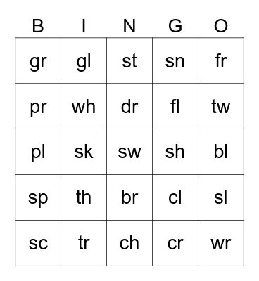 2G Blends Bingo Card