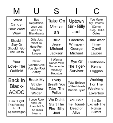 Mixtape Bingo Card