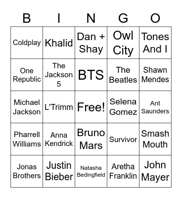 Playlist BINGO Card