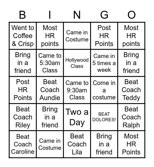 F45 BINGO Card