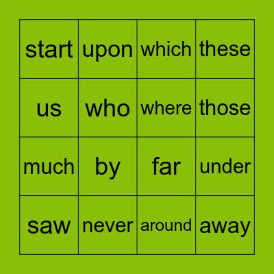 Sight Word Bingo- Lesson 2 Bingo Card