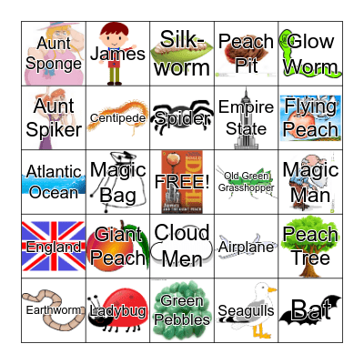James and The Giant Peach Bingo Card
