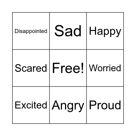 Feelings Bingo Card