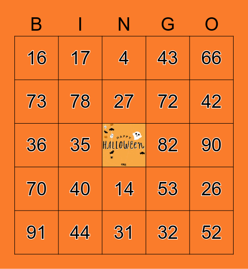 Halloween Bingo Card