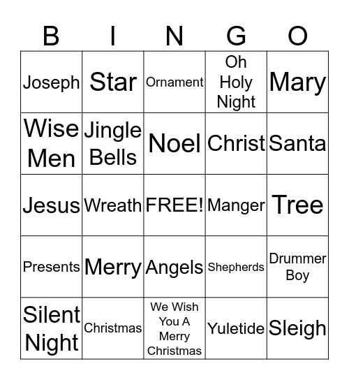 Merry Christmas Bingo Card