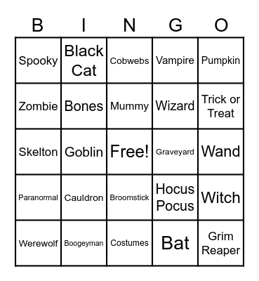 Halloween Bingo Card