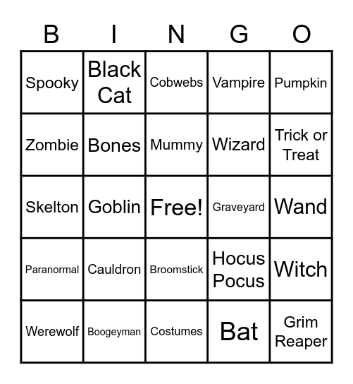 Halloween Bingo Card