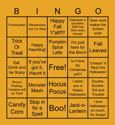 CI Halloween Bingo Card