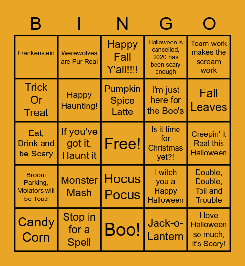 CI Halloween Bingo Card