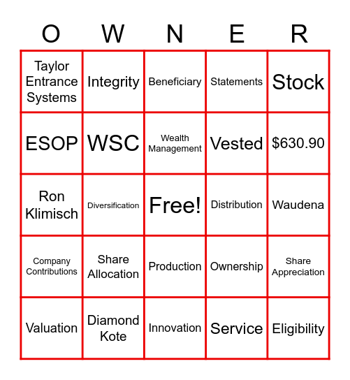 ESOP Bingo Card