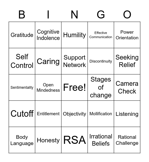 NRDAP BINGO Card