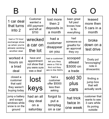 Dan Cummins BINGO Card