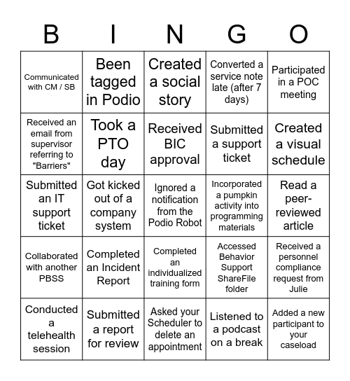 PBSS Bingo Card