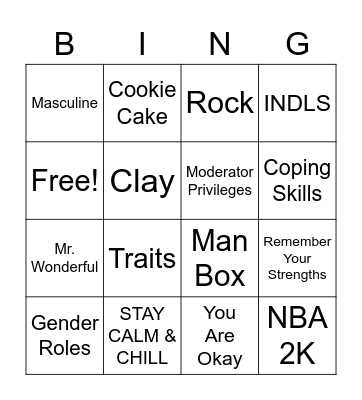 Young Men's Group Bingo! Bingo Card