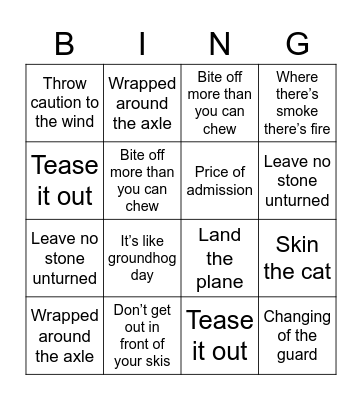 Operations Bingo! Bingo Card