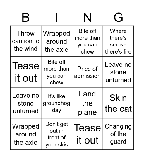 Operations Bingo! Bingo Card