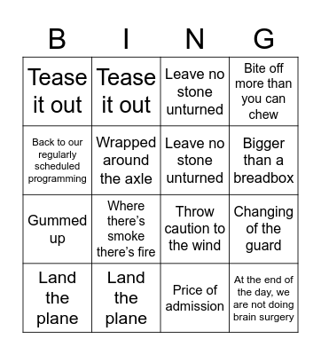 Operations Bingo! Bingo Card