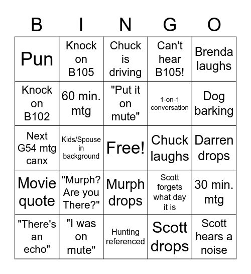 G54 TeleCon BINGO Card